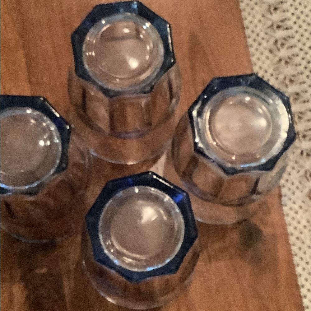 Set of 4 Blue Libbey Crisa 16 oz Glasses - Picture 4 of 6